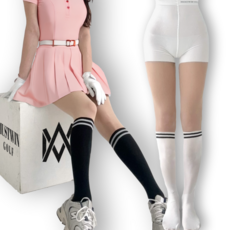 머스트윈골프 블랙+화이트 투톤 라인 골프스타킹 속바지 니삭스 일체형