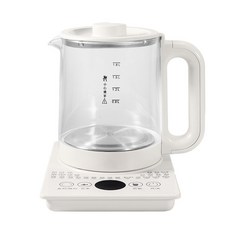 多功能保溫全自動玻璃電煮茶壺養生電燒水壺 (110-220V), 米黃色新款XK006養生壺過濾網+蛋架,英文版英規插頭