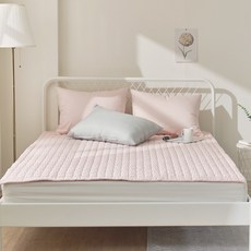 국내제조 띵스룸 몽글 먼지없는 알러지케어 사계절 고정밴드 침대패드, 몽글 베이비핑크