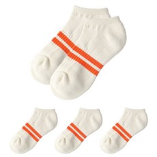 씨씨컴퍼니 국산 남녀공용 쿠션 스트라이프 스포츠 양말 단목 발목, 3세트, 오트밀