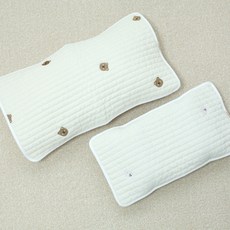 M4U 맘스포유 아기 유아 100수 누빔 자수 인견 태열 베개커버 신생아 아기땀 패드, 무지