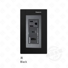 國際牌 GLATIMA 系列 USB TypeC 插座 智能快充 WTGF1564H-一體型, 1個, 【黑色】直式,WTGF1564H(灰色)-一體型