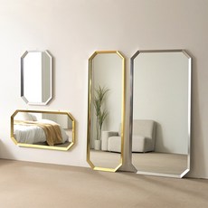 일래브 비산방지 팔각 골드 실버 인테리어 대형 침실 현관 전신거울 900, 02.일래브 팔각거울 거치형 L 실버