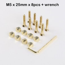 8Pcs 스케이트 보드 트럭 나사 하드웨어 M5x25/29/32/38/44/50mm 장착 볼트 녹슬지 않는 탄소강 내구성 브리지 손톱 너트, 25mm 8pcs 황금, 1개