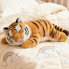 부드러운 대형 호랑이인형 쿠션 안고자는 애착 베개 침대 등쿠션 선물, 50cm, 엎드린 호랑이 쿠션