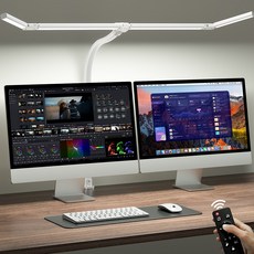 ACMEZING 접이식 확장형 클립형 LED 와이드 스탠드 공부용 스탠드 25가지 색온도/밝기 조절 + 리모컨 D9, 화이트