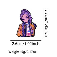 獵魔女團 Kpop 惡魔獵人卡通金屬胸針 創意包包飾品勳章 服裝胸針個性配飾, 1個, NR90493