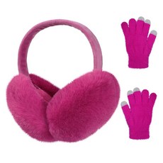 BEARAE 여성용 겨울 접이식 플러시 귀마개 및 장갑 세트 따뜻한 야외 이어 커버 161504