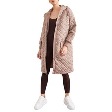 포에버21 Forever 21 여성용 퀼트 후드 롱라인 재킷 모카 M