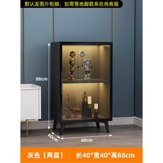 와인 장식장 소형 거실용 ZYY 30길이 그레이 유리진열장 600 디스플레이 와인보관함, 10 2단 그레이40길이40깊이88높이CM 홈 셀프설치, 싱글 게이트