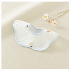 DFMEI 空氣棉口水巾嬰兒圍嘴寶寶防水圍兜純棉飯兜防水圍嘴, 1個, 1個裝, 26*23cm藍色奶瓶:如圖