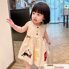 女童夏天連衣裙2025新款夏季小童女寶寶洋氣連衣裙可愛卡通背心裙