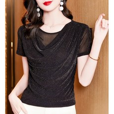 라인 댄스복 상의 반짝이 여성 스포츠 댄스복, 블랙