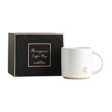COLLECTIVE HOME - 모노그램 세라믹 머그잔 425.2g(15온스) 골든 이니셜 커피 컵 우아한 알파벳 티 머그 선물 상자가 있는 우아한 맞춤형 머그잔 사무실