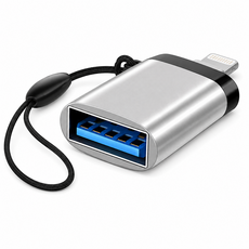 Lightning 轉 USB 3.0 OTG 讀卡器 支援 iPhone/iPad, 銀色, 1個, Lightning接口OTG轉接頭