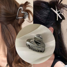 채로스 트렌디 실버 반머리 중형 집게핀 3종 세트