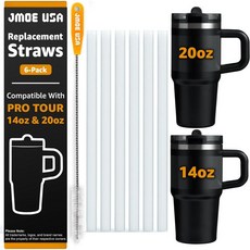 Jmoe 미국 스테인리 프로 투어 40온스 / 64온스 플립 스트로우 텀블러용 교체 빨대 | 세척 브러시 포함 재사용 가능한 플라스틱 식품 등급 및 BPA 프리 6개 세트