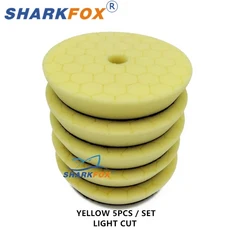샤크폭스 5개/세트 3인치 80mm 폴리싱 패드 산 스펀지 다양한 경도 자동차 듀얼 액션 폴리셔용, 05 Yellow x5pcs, 01 3 Inch Backer