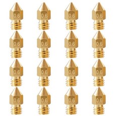 16Pcs V6 노즐 0.4mm E3D V5 핫엔드 호환 애니큐빅 I3 메가 A8 프루사 MK3 / MK3S 3D 프린터 압출기 황동, 1 16Pcs Ender 3 Nozzles 0.6mm