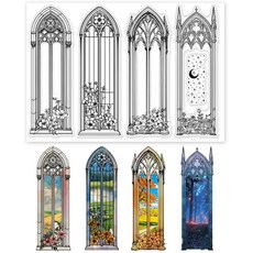 1개 DIY 스크랩북 사진 앨범 장식 카드 제작용 PVC 스탬프 스탬프 시트 필름 프레임 창 21x14.8x0.3cm, 투명색