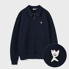 와키윌리 베이직 로고 와펜 하프 집업 네이비 236382