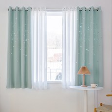 까르데코 디망쉬스타 펀칭암막+비침없는 심플쉬폰 창문커튼 4장