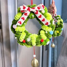 聖誕節扭扭棒花環 手作吊飾 成品禮物, 淺綠-耶誕卷卷花環【材料包】, 1個