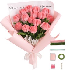 루루이즈 모루 꽃다발 DIY 키트, 핑크튤립 세트, 1개