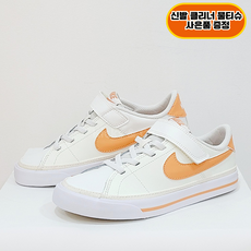 [국내정품] 나이키 키즈 코트레거시 화이트 연주황 찍찍이 벨크로 운동화 유아 아동 초등 발편한 스니커즈 신발클리너물티슈증정