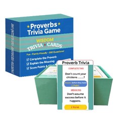 Mutualproducts 잠언 퀴즈 게임 답변 및 의미가 있는 질문 | 재미있는 가족 파티 보드 게임 팀 게임의 밤 교육용 퀴즈 카드 게임 지혜 향상142336, Mutualproducts, 잠언 퀴즈 게임, 답변 및