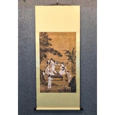 宋代李嵩 聽阮圖 人物工筆劃 畫芯60x100釐米 裝裱尺寸72x170釐米, 參考詳情頁
