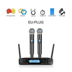 GLX4 B58 무선 마이크 UHF 충전식 공연 스피치 KTV 휘슬링 사운드 헤드, 02 EU Plug