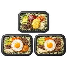 굿스푼 저당 나물 비빔밥 도시락 3종 3팩 / 6팩 임당 당뇨 식단 배달 단백질 직장인 간편식, 900g, 1세트, 저당 비빔밥 3종