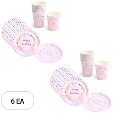 파티해 생일 파티접시 18cm 20p + 파티컵 20p 세트 인어공주, 20개, 6세트