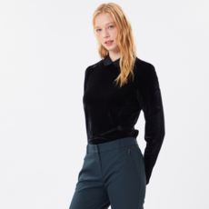 볼빅 여성 골프 벨벳 뒷지퍼 티셔츠 VLTSM902_BK