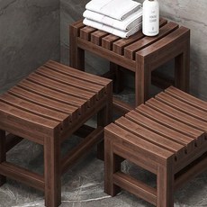 實木浴室凳家用老人孕婦洗澡換鞋凳淋浴房坐凳防腐防水防滑兩用凳, 【酒紅色】,30x25x40CM【防水防滑防腐】