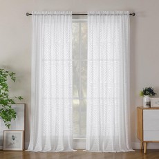 Simplebrand Banbu 인조 리넨 텍스처 시어 커튼 50x96 S2 화이트