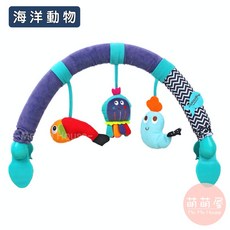 萌萌屋 嬰兒車床夾式玩具 海洋動物款 車夾床夾兩用 掛繩音樂鈴, 1個, 海洋動物