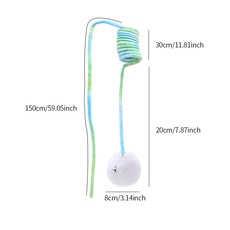 自嗨解悶逗貓玩具懸掛式彈簧毛絨兔毛球貓咪玩具, 漸變綠, 1個