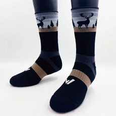 WOAWOA 森林之鹿 美麗諾羊毛登山襪, 1個, 神秘黑夜(2雙),XL(28-30公分)