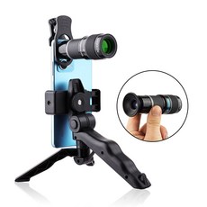 [풀패키지] 뷰콘 20x 배율 DSLR레벨렌즈 고배율 포켓사이즈 휴대폰 망원렌즈 단안경 고급삼각대 휴대폰어댑터, 35mm