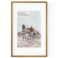 FLYJOE 30.5 x 40.6cm(12 x 16인치) 벽용 금속 사진 액자 매트 포함 22.9 x 30.5cm(9 x 12인치) 30.5 x 40.6cm(12 x 16인, 11''x17''-1P Real Glass, 브론즈