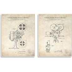 Stupell Industries 빈티지 영화 카메라 시네마 프로젝터 특허 다이어그램 Karl Hronek 디자인, 10 x 15, Wall Plaque