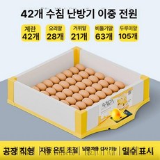 병아리 부화기 메추리 자동 사육장 키우기 싱글 유정란 육추기, 1개, 42알 조합 수조 이중 전원 알 투과기