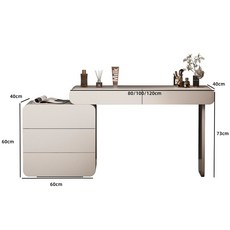 南投出貨 輕奢伸縮梳妝台 收納櫃一體 免安裝梳妝桌, 實木烤漆（妝台+單櫃60）,80CM