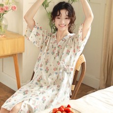 睡袍 女 夏款 輕薄 日系 浴衣袍 短袖 家居服