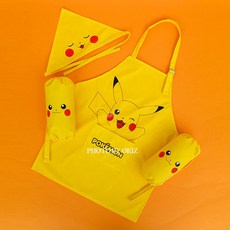 포켓몬스터 피카츄 방수 앞치마 두건 토시 세트