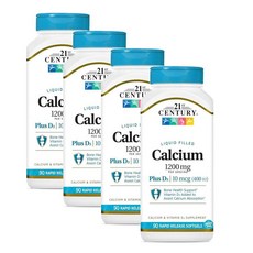 21센추리 칼슘 플러스 D3 액상 필드 소프트젤 21st Century Calcium Plus D3 Liquid Filled Softgel, 4개, 90정