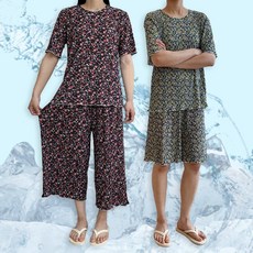 여름 플라워 쿨링 반팔 냉감팬츠 5부 8부