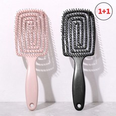 별오점 1+1 젖은 엉킨 머리 브러쉬 뿌리볼륨 빗, 1개, 블랙+핑크
